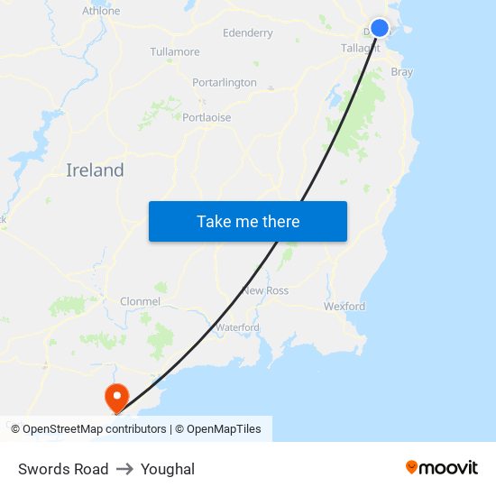 Swords Road to Youghal map