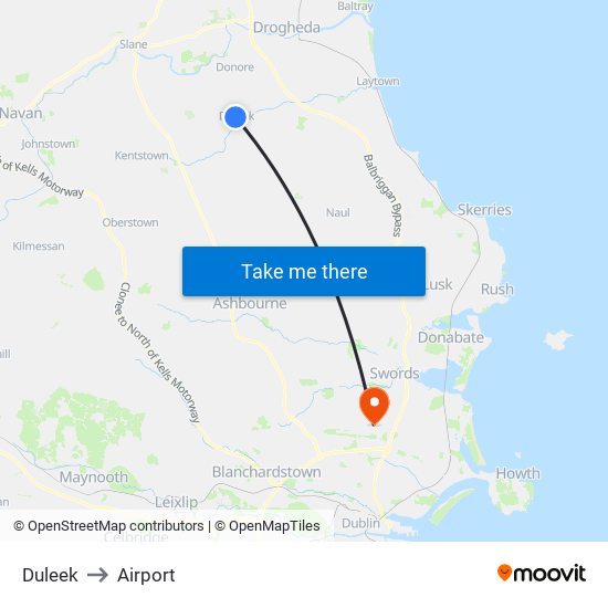 Duleek to Airport map