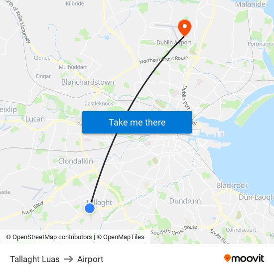 Tallaght Luas to Airport map