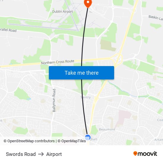 Swords Road to Airport map
