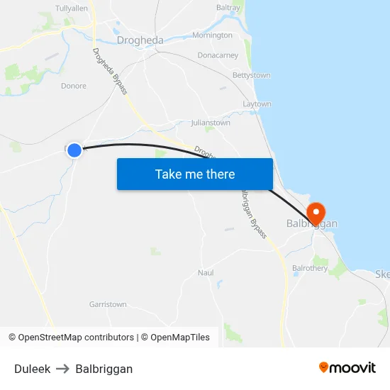 Duleek to Balbriggan map