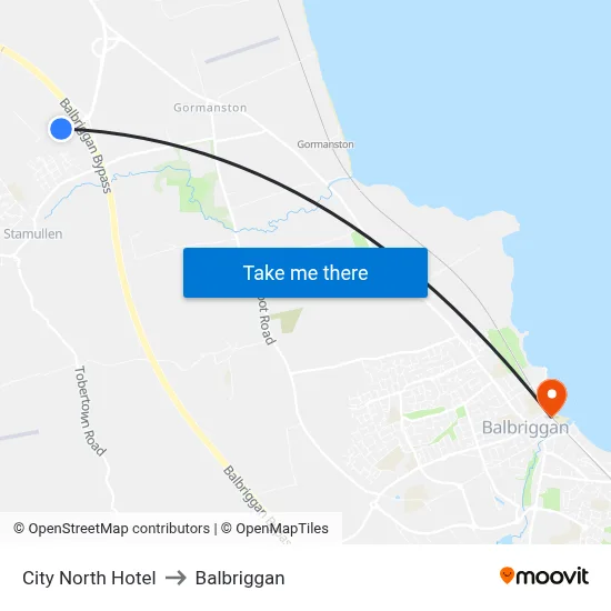 City North Hotel to Balbriggan map