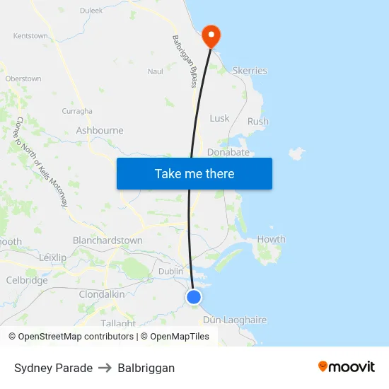 Sydney Parade to Balbriggan map