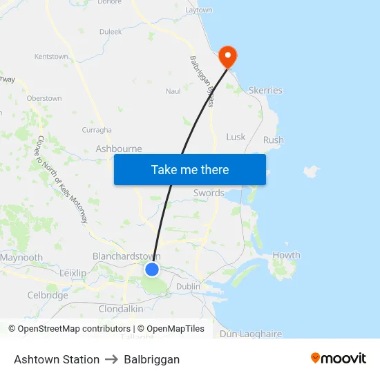 Ashtown Station to Balbriggan map
