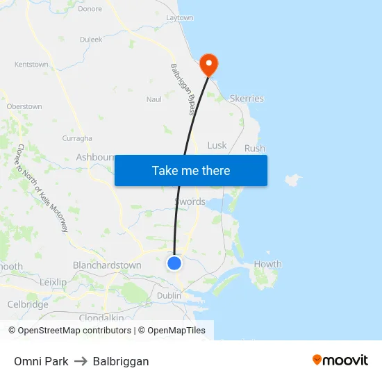 Omni Park to Balbriggan map
