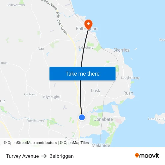 Turvey Avenue to Balbriggan map
