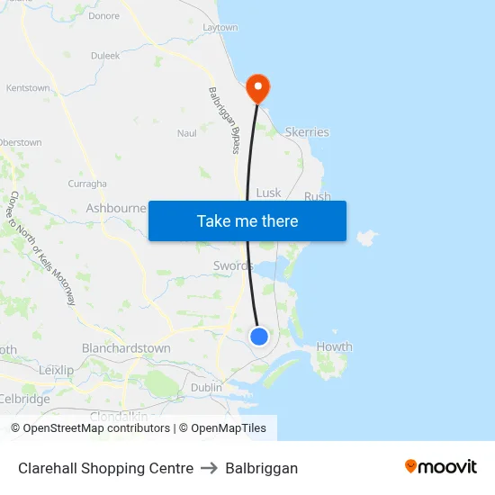 Clarehall Shopping Centre to Balbriggan map