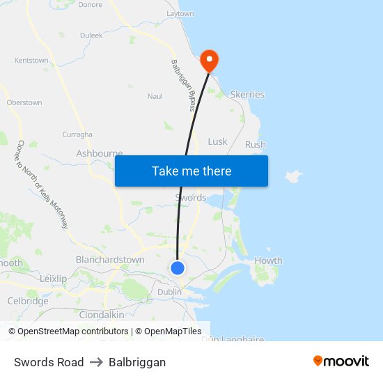 Swords Road to Balbriggan map