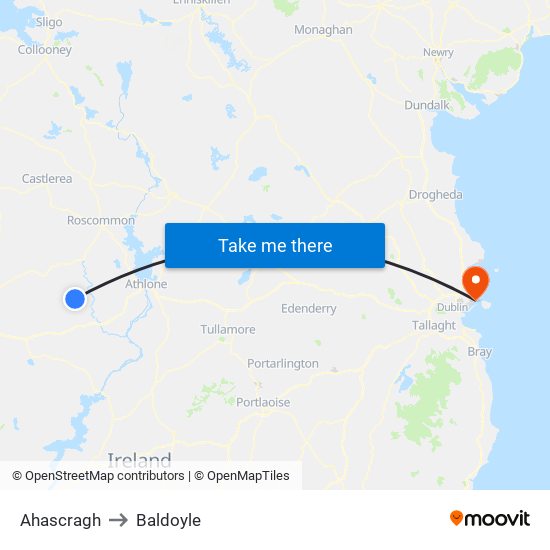 Ahascragh to Baldoyle map