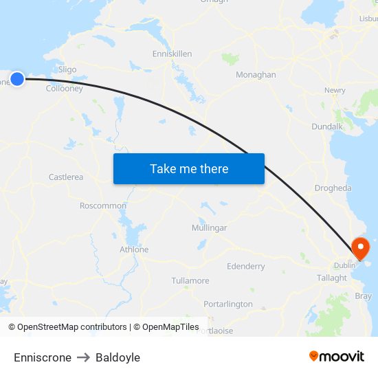 Enniscrone to Baldoyle map