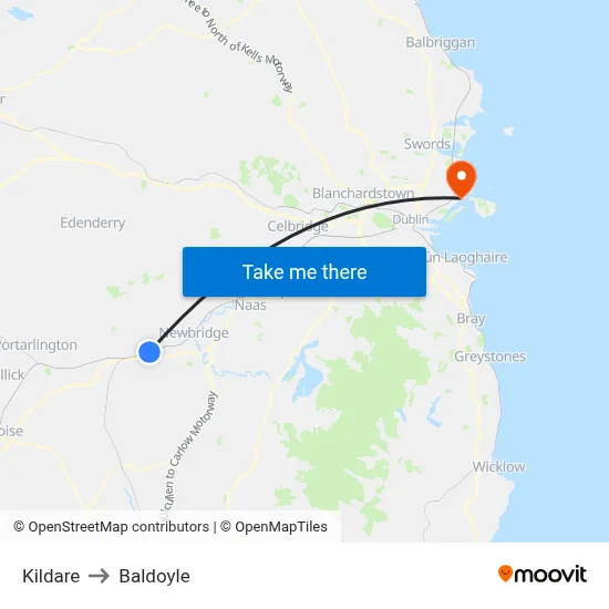 Kildare to Baldoyle map