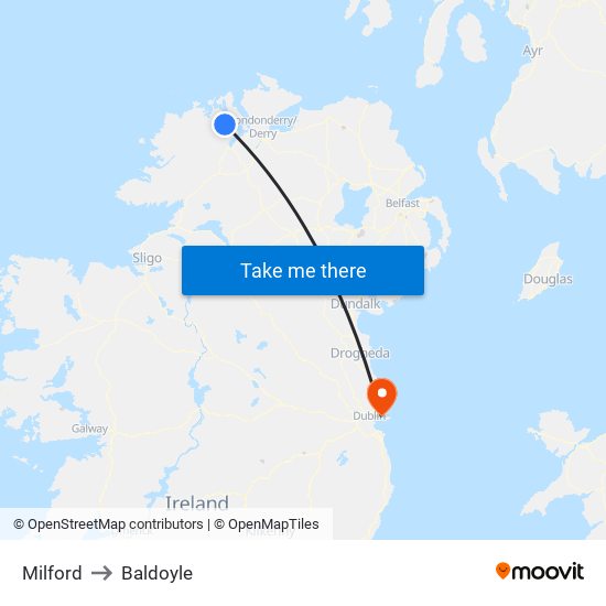 Milford to Baldoyle map