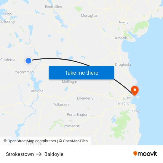 Strokestown to Baldoyle map