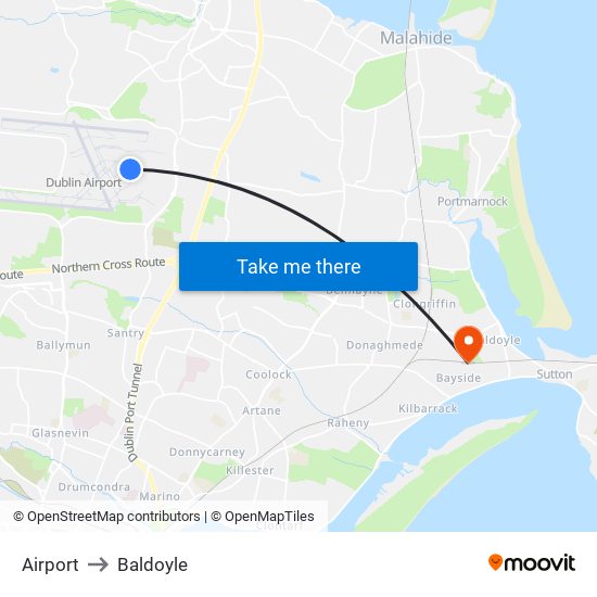 Airport to Baldoyle map