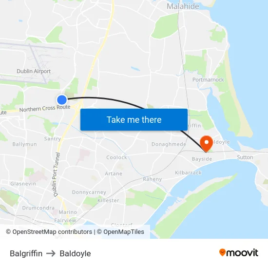 Balgriffin to Baldoyle map