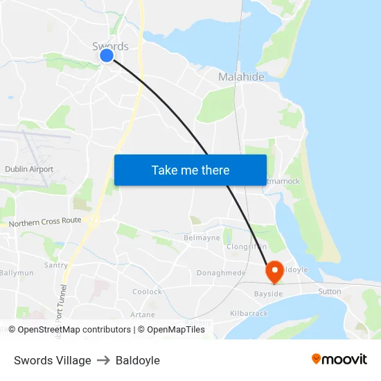 Swords Village to Baldoyle map