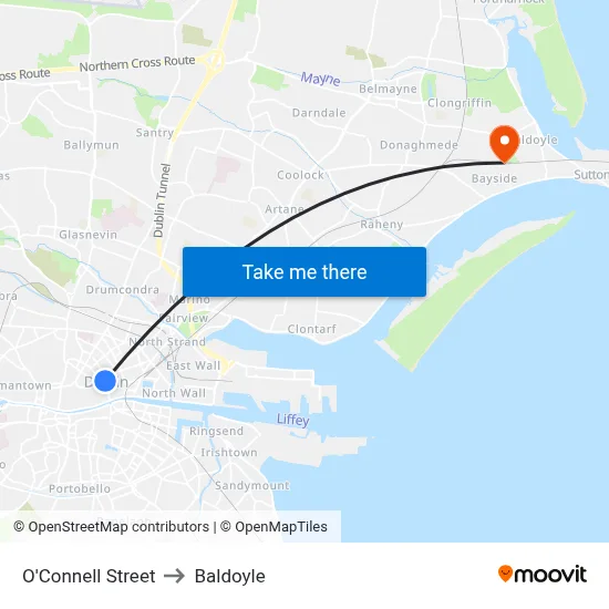 O'Connell Street to Baldoyle map