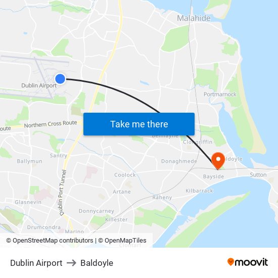 Dublin Airport to Baldoyle map