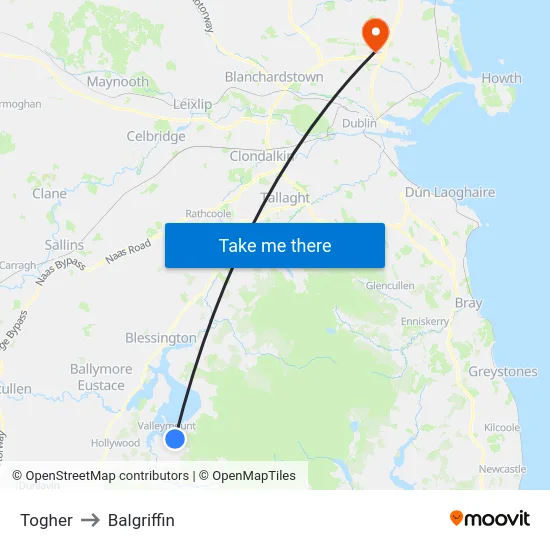 Togher to Balgriffin map