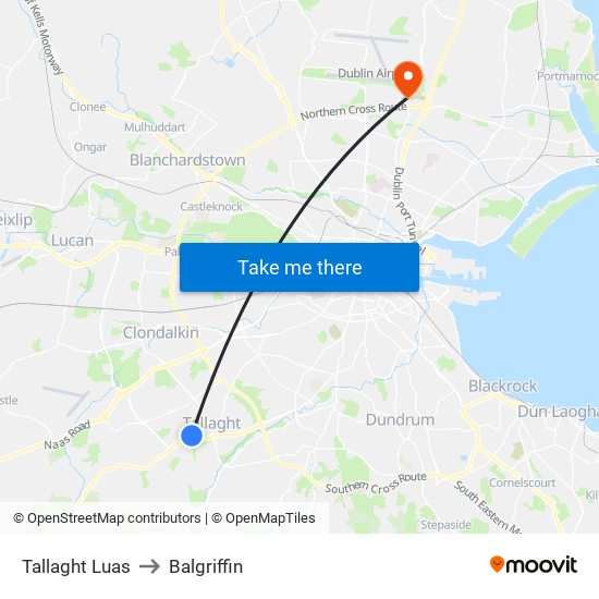 Tallaght Luas to Balgriffin map
