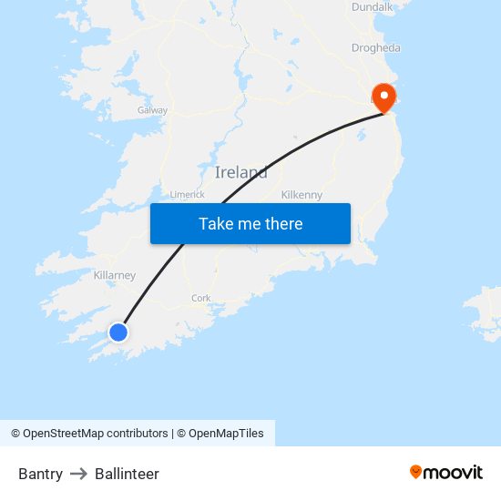 Bantry to Ballinteer map