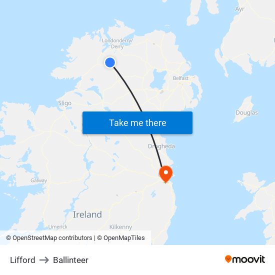 Lifford to Ballinteer map