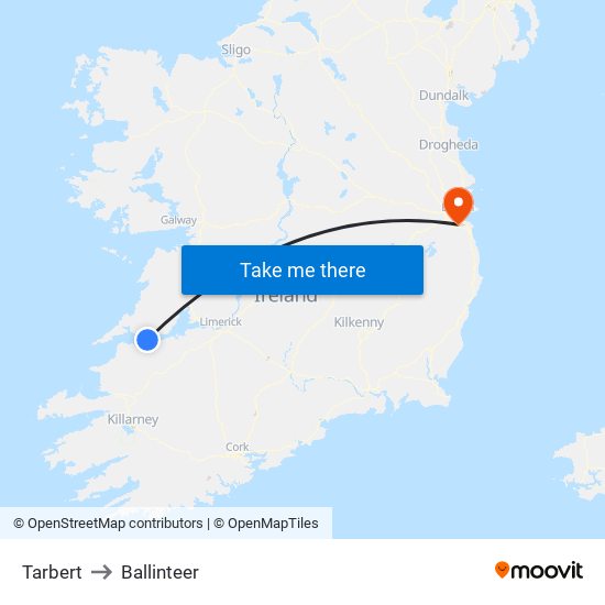 Tarbert to Ballinteer map