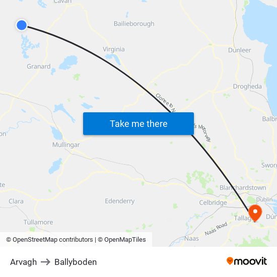 Arvagh to Ballyboden map