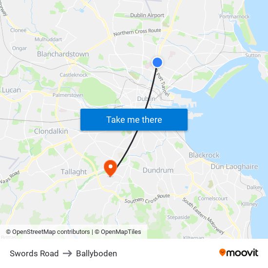 Swords Road to Ballyboden map