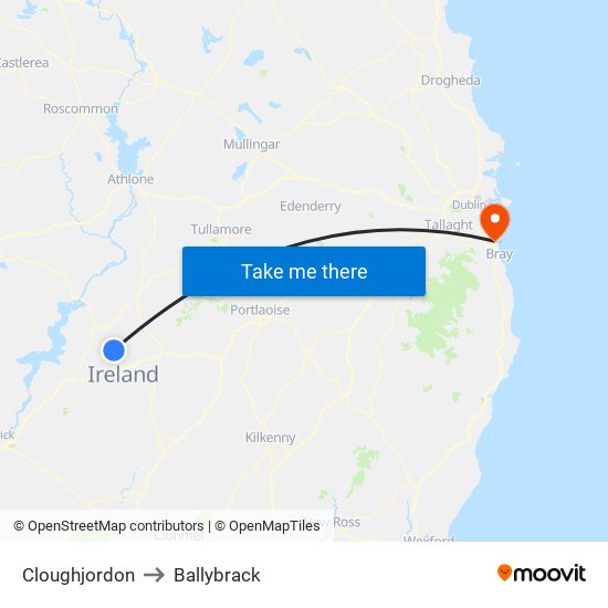 Cloughjordon to Ballybrack map