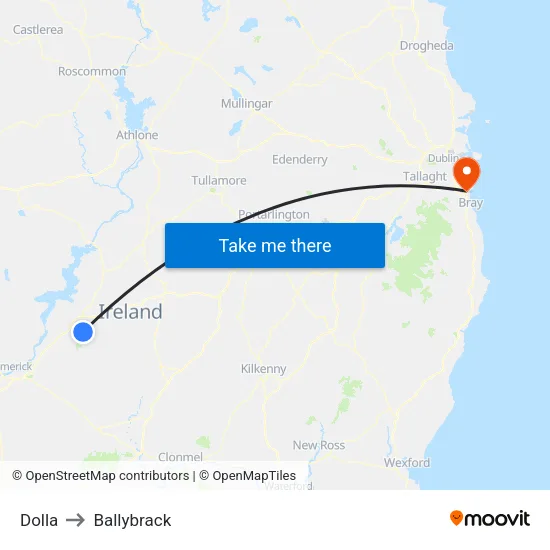 Dolla to Ballybrack map