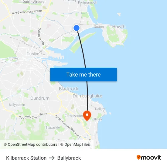 Kilbarrack Station to Ballybrack map