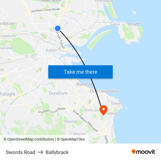 Swords Road to Ballybrack map