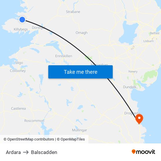 Ardara to Balscadden map