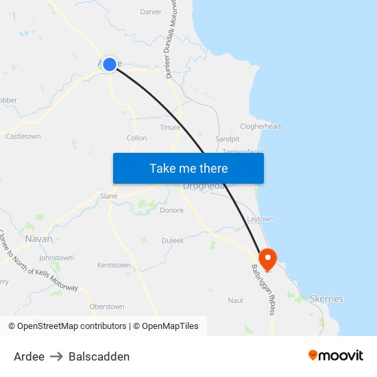 Ardee to Balscadden map