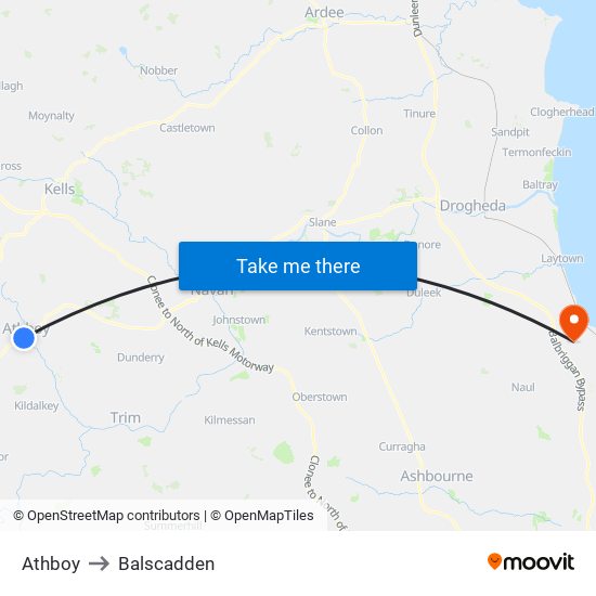 Athboy to Balscadden map