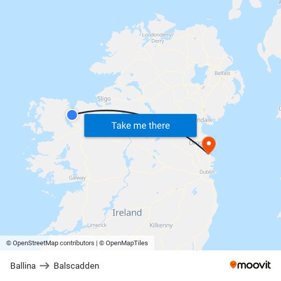 Ballina to Balscadden map