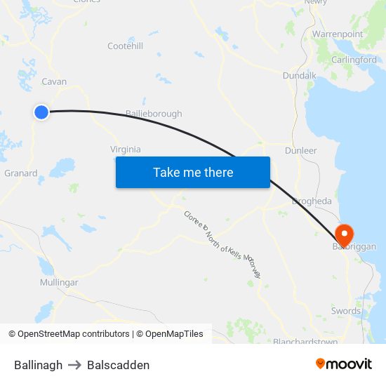 Ballinagh to Balscadden map