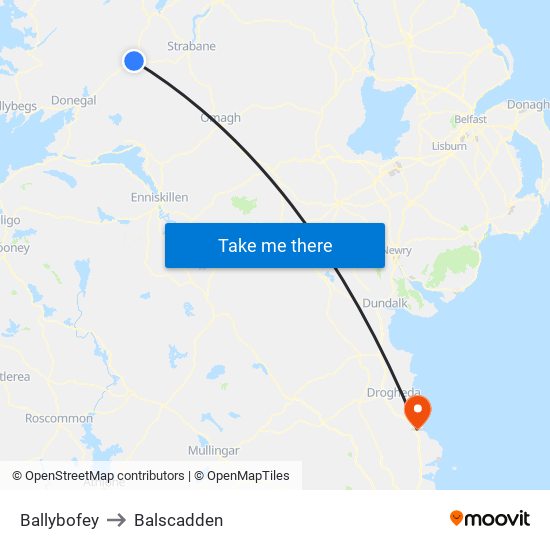 Ballybofey to Balscadden map