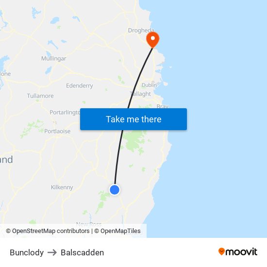 Bunclody to Balscadden map