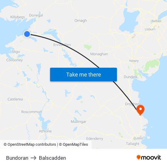 Bundoran to Balscadden map