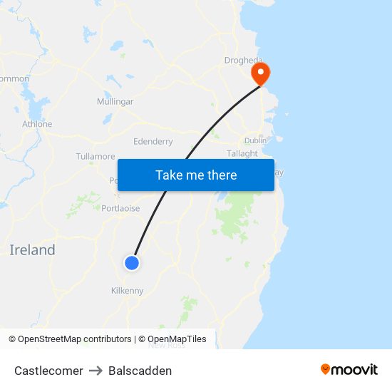 Castlecomer to Balscadden map