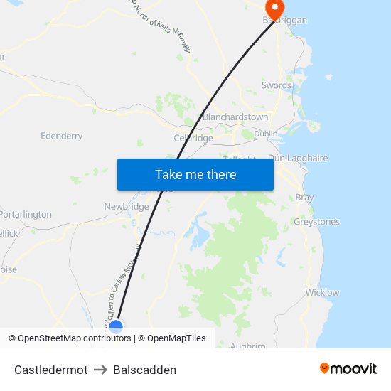 Castledermot to Balscadden map