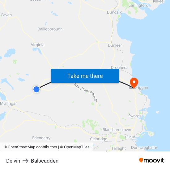 Delvin to Balscadden map