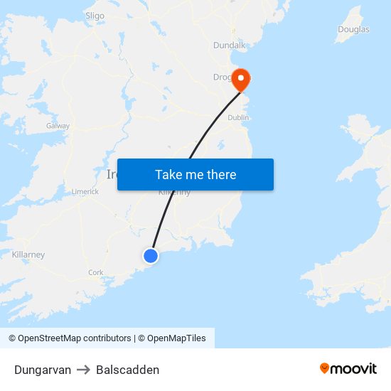 Dungarvan to Balscadden map