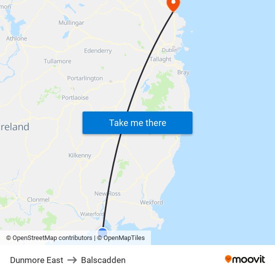 Dunmore East to Balscadden map