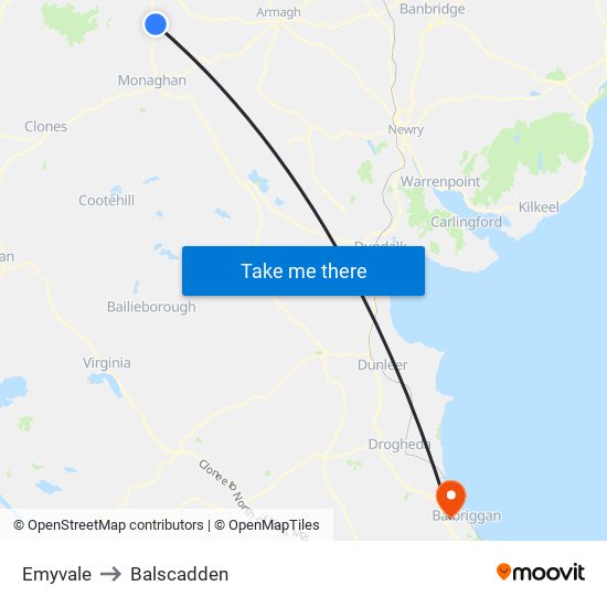 Emyvale to Balscadden map