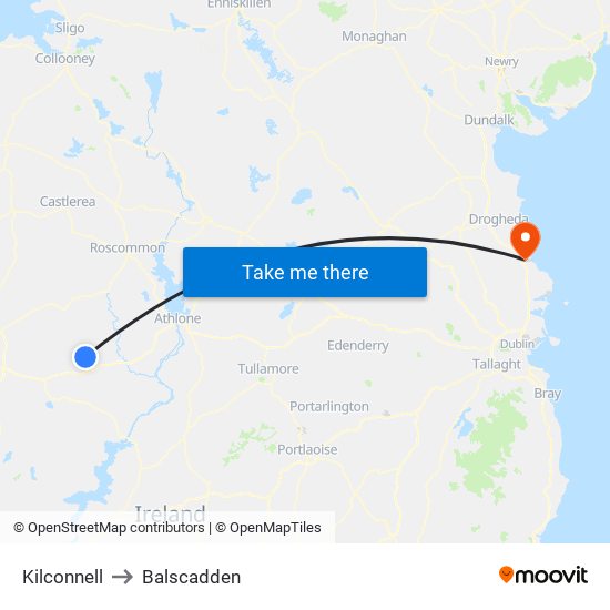 Kilconnell to Balscadden map