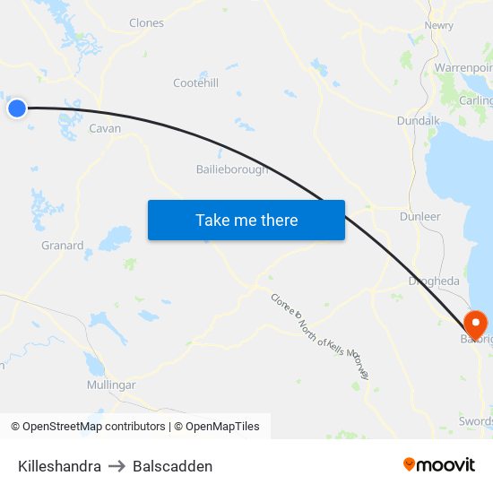 Killeshandra to Balscadden map