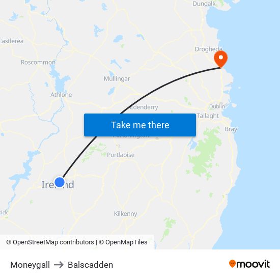 Moneygall to Balscadden map